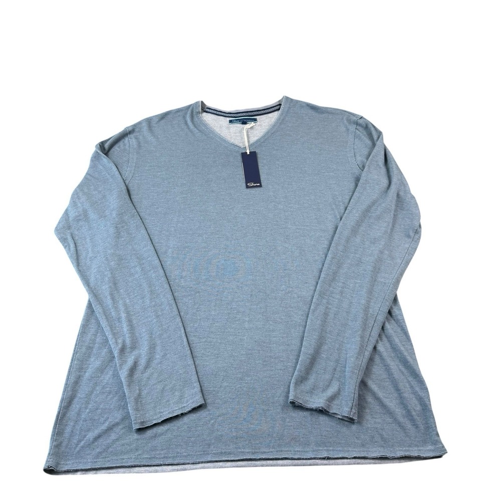 Shore Blue Cotton Stretch V Neck Men's Pullover Sweater Size Large NWT